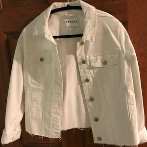 Frayed White Denim Jacket